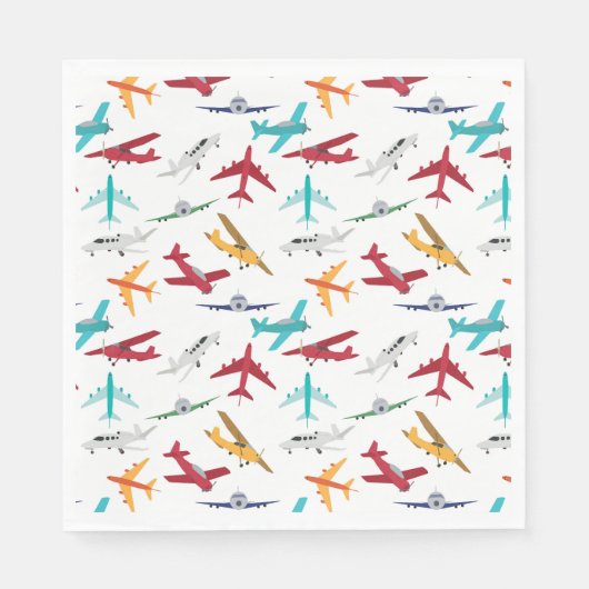 飛行機カラフルの模様 スタンダードランチョンナプキン (正面)