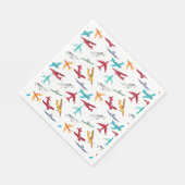 飛行機カラフルの模様 スタンダードランチョンナプキン (角)