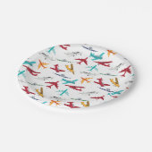 飛行機カラフルの模様 ペーパープレート (アングル)