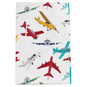 飛行機カラフルの模様 ミディアムペーパーバッグ (正面)