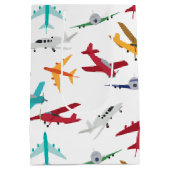 飛行機カラフルの模様 ミディアムペーパーバッグ (裏面)