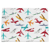飛行機カラフルの模様 ラージペーパーバッグ (正面)