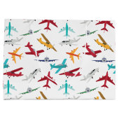 飛行機カラフルの模様 ラージペーパーバッグ (裏面)