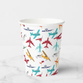 飛行機カラフルの模様 紙コップ (右)