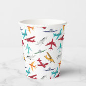 飛行機カラフルの模様 紙コップ (正面)