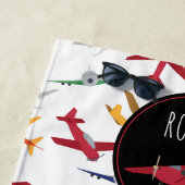 飛行機カラフルパターン名前をカスタムする ビーチタオル (インサイチュ)