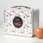 飛行機カラフルパターン名前をカスタムする メタルランチボックス (インサイチュ)