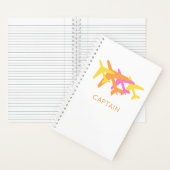 飛行機カラフルピンク黄色オレンジ色のキャプテンおもしろい ノートブック (内側)