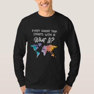 飛行機カラフル旅行地図お土産 – クール世界 Tシャツ