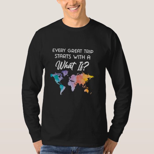 飛行機カラフル旅行地図お土産 – クール世界 Tシャツ (正面)