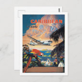 飛行機カリブのによる島々、ヴィンテージ航空 ポストカード (正面/裏面)