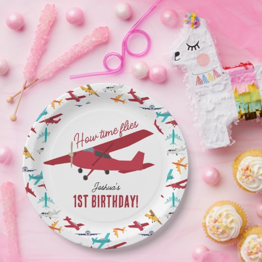 飛行機キッズ1st誕生日パーティータイムフライ ペーパープレート (パーティー)