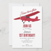 飛行機キッズ1st誕生日パーティータイムフライ 招待状 (正面)