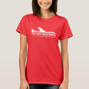飛行機キャプテン話ズ無線電話フライママT型 Tシャツ