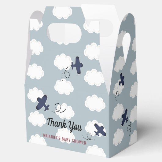 飛行機クラウドブルースカイボーイベビーシャワー誕生日 フェイバーボックス (オープン)