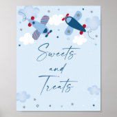 飛行機クラウド誕生日トリートサイン ポスター (正面)