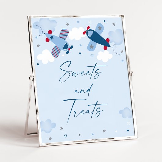 飛行機クラウド誕生日トリートサイン ポスター