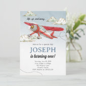 飛行機クラシックヴィンテージ誕生日パーティーへの招待 招待状 (スタンド正面)