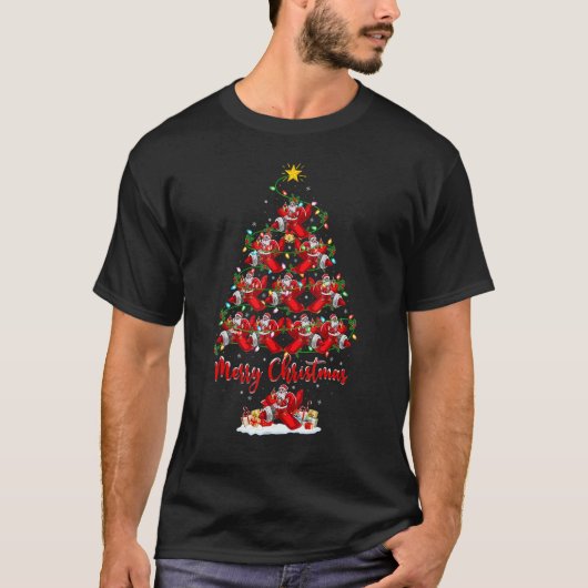 飛行機クリスマスツリーが飛行機のクリスマスを点灯 Tシャツ (正面)