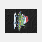 飛行機クリスマスツリーのライトメリークリスマスXma フリースブランケット (正面(横))