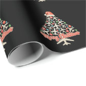 飛行機クリスマスツリーパイロットクリスマスホリデーファミリー ラッピングペーパー (ロールコーナー)