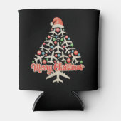 飛行機クリスマスツリーパイロットクリスマスホリデーファミリー 缶クーラー (正面)