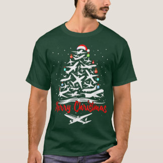 飛行機クリスマスツリー Tシャツ