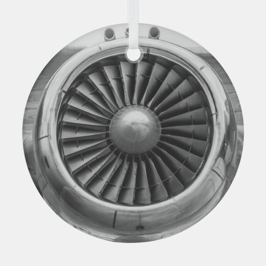 飛行機クールエンジン写真、クリスマス航空 ガラスオーナメント (正面)