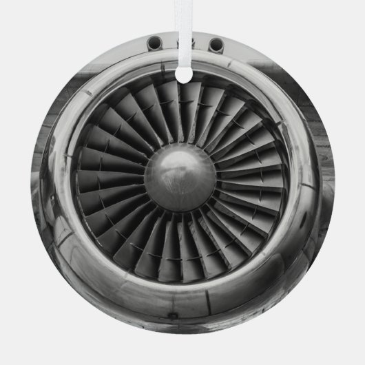 飛行機クールエンジン写真、クリスマス航空 ガラスオーナメント (裏面)