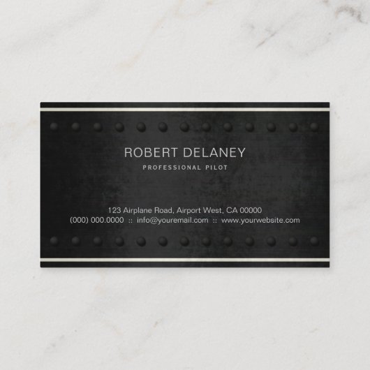 飛行機クールシルエット粗鋼リベット航空 名刺 (裏面)