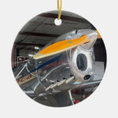 飛行機クール写真、メリークリスマス、パーソナライズ セラミックオーナメント (正面)