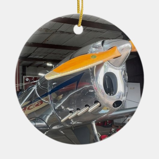 飛行機クール写真、メリークリスマス、パーソナライズ セラミックオーナメント (正面)