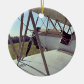 飛行機クール写真、メリークリスマス、パーソナライズ セラミックオーナメント (正面)