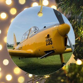飛行機クール写真、メリークリスマス、パーソナライズ セラミックオーナメント