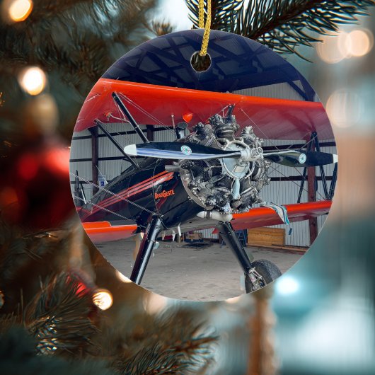 飛行機クール写真、メリークリスマス、パーソナライズ セラミックオーナメント