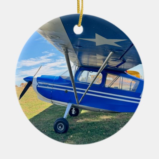 飛行機クール写真、メリークリスマス、パーソナライズ セラミックオーナメント (正面)