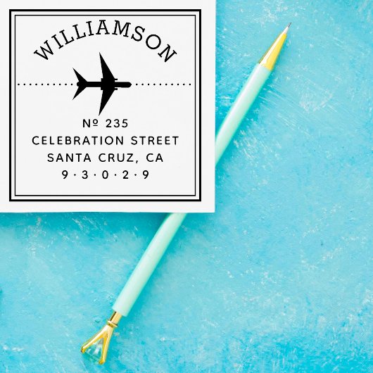 飛行機シルエット |家族の名前と差出人住所 セルフインキングスタンプ