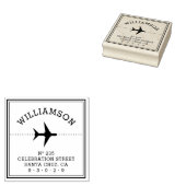 飛行機シルエット |家族の名前と差出人住所 ラバースタンプ (押印)