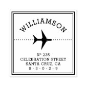 飛行機シルエット |家族の名前と差出人住所 ラバースタンプ (インプリント)