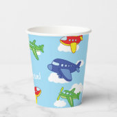 飛行機ジェッツバースデーパーティーかわいいキッズ1st 紙コップ (裏面)