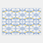 飛行機ジェットプレーンが子どもをアニメート ラッピングペーパーシート (正面)