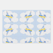 飛行機ジェットプレーンが子どもをアニメート ラッピングペーパーシート (正面3)