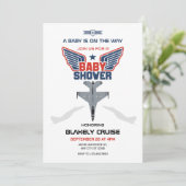 飛行機ジェット赤ちゃんシャワー 招待状 (スタンド正面)