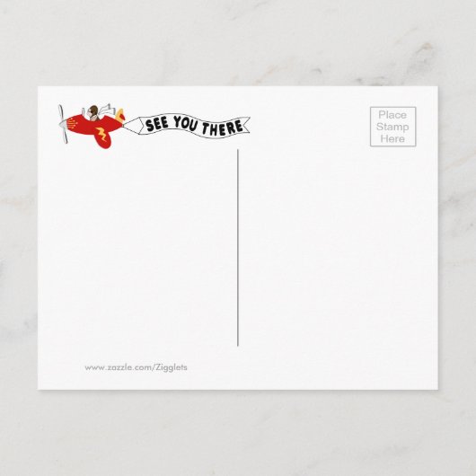 飛行機スカイバナーファミリー懇親会日付の保存 案内ポストカード (裏面)