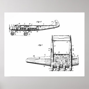 飛行機スケッチ ポスター