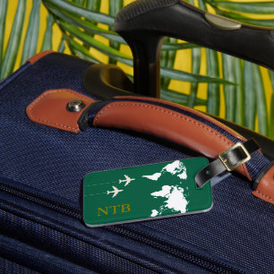 飛行機スタイリッシュ旅行モノグラムのハンターグリーン ラゲッジタグ