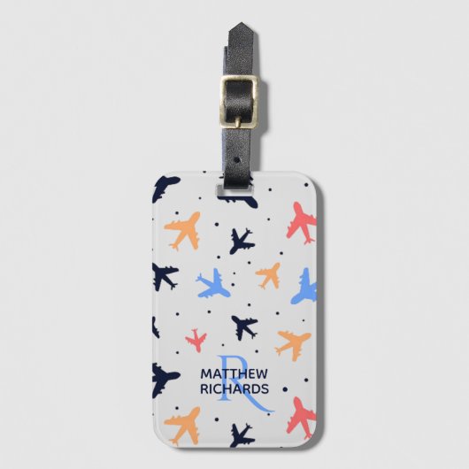 飛行機スタイリッシュ飛行パタパーソナライズされたーン ラゲッジタグ (正面縦)