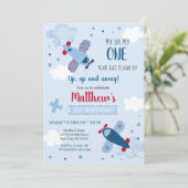 飛行機スターズクラウドボーイファースト誕生日 招待状 (スタンド正面)