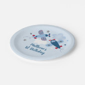 飛行機スターズクラウド誕生日 ペーパープレート (アングル)