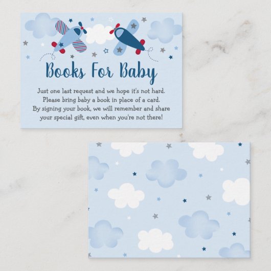 飛行機スター雲赤ちゃんシャワー予約リクエスト エンクロージャーカード (正面/裏面)